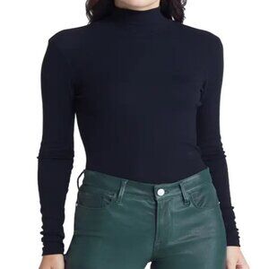 Frame Women's Size XL Ribbed Knit Slim Fit Mock Neck Noir Top NEW